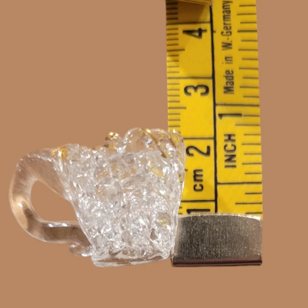 VINTAGE MINIATURE TEA CUPS AND SPOON HAND SPUN BLOWN GLASS WITH 22K GOLD OVERLAY - Picture 6 of 6